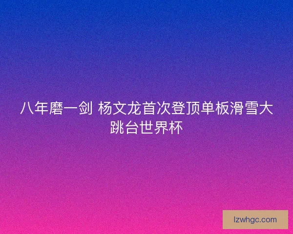 八年磨一剑 杨文龙首次登顶单板滑雪大跳台世界杯